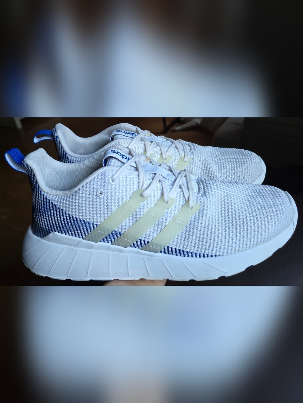 Sz 13 Men's ADIDAS QUESTAR FLOW 'White Royal Blue' Running Shoes